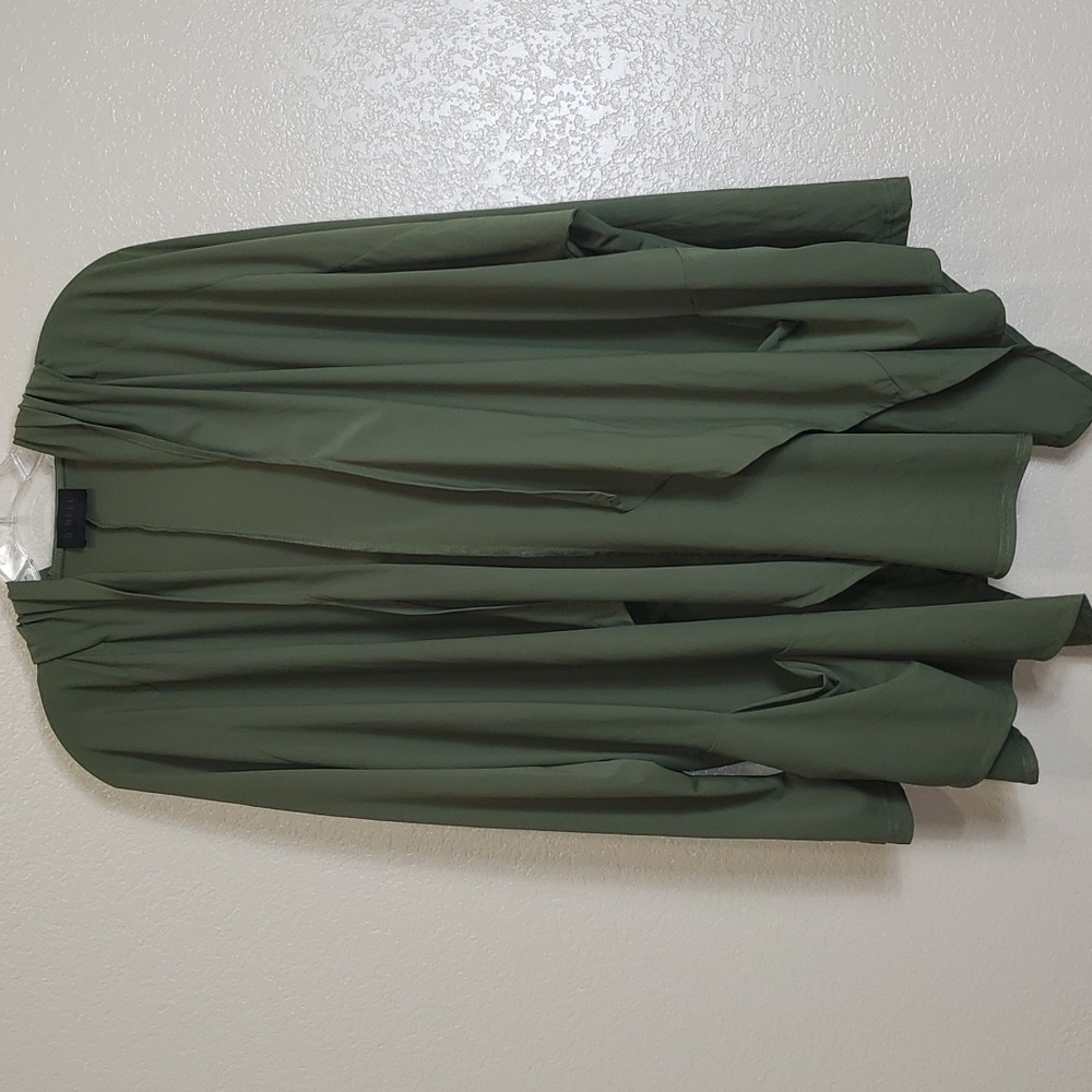 Q'NEEL Nordic Design Women's Open Front Cardigan Size 18 Olive Green